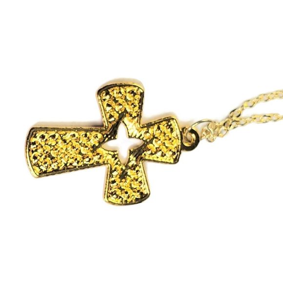 Pink Pave Crystal Cross Necklace - Picture 10 of 14